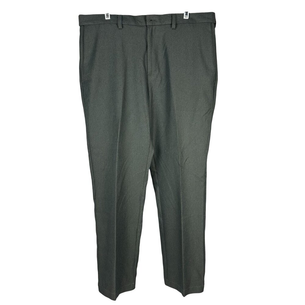 Mens H Haggar Dark Gray Dress Pants 36X30 Polyester Flat Front Trousers